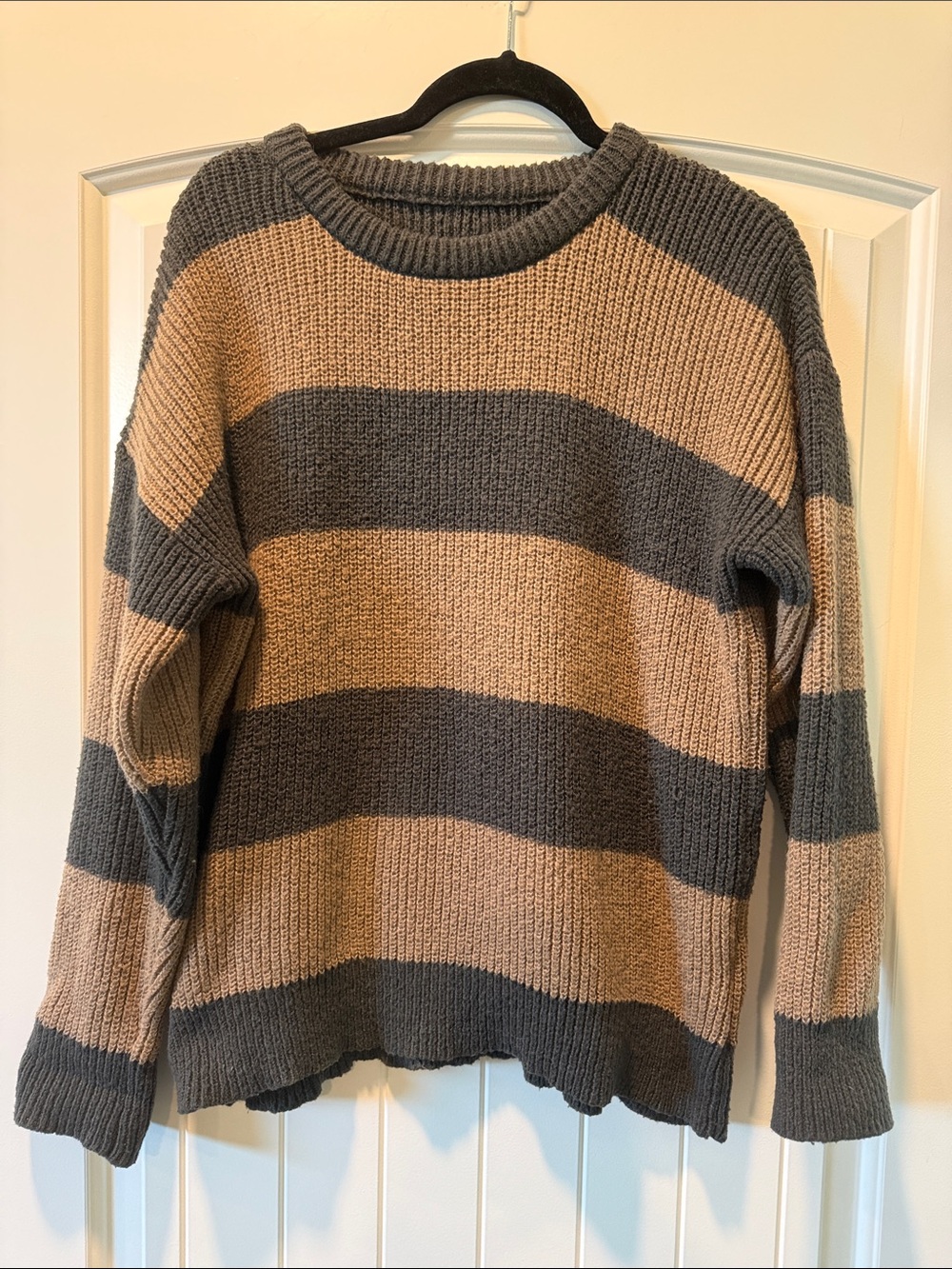 Neutral Stripe Knit Sweater - Gray & Tan